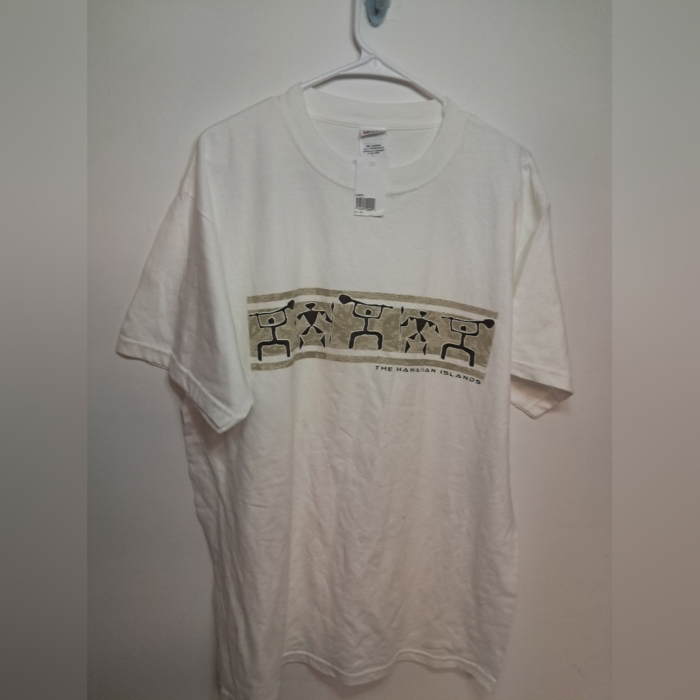 Vintage Hawaiian Island T-Shirt NWT White Anvil Tag Large 100% Cotton Surf Beach